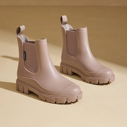 Chaussures de pluie imperméables à court cylindre pour femmes: style élégant pour vêtements d'extérieur, chaussures d'eau, bottes de pluie, galoches, imperméables