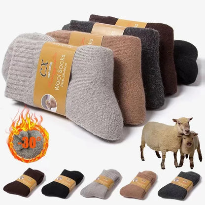 4 paires/lot hommes hiver Super épais chaussettes thermiques laine hommes femmes solide haute qualité laine mérinos chaussettes neige froide chaud laine chaussettes