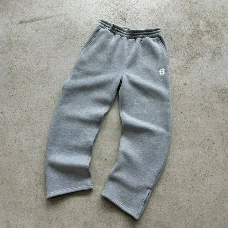 Y2k rétro ample droit Baggy pantalon hommes survêtement pantalon unisexe pantalon de survêtement femmes Zip broderie Hip Hop Harajuku pantalon décontracté Goth