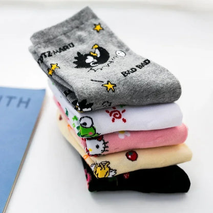 1 paire Sanrio chaussettes mélodie cannelle femmes doux dessin animé Hello Kitty Kirby mignon enfants chaussettes filles petite fille chaussettes