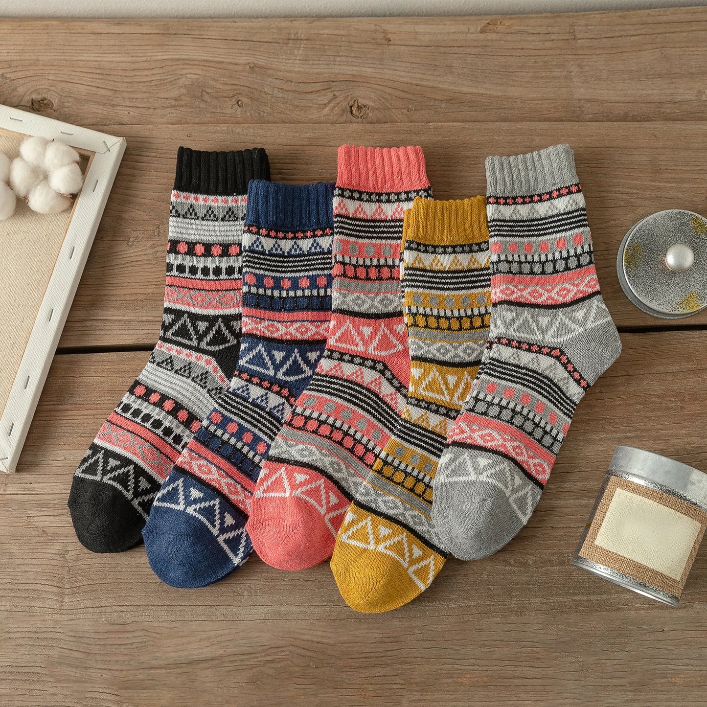 5 paires de chaussettes chaudes épaisses pour hommes et femmes, Style rétro, motif ondulé à pois, modèles de Couple, taille libre, nouvelle collection hiver