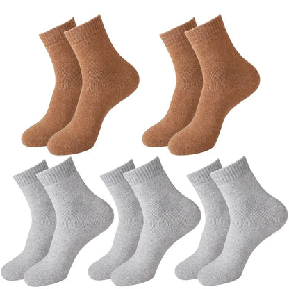 5 paires de chaussettes en laine pour femmes, chaudes, épaisses, confortables, thermiques, couleur unie, chaussettes souples pour dames, chaussettes de travail confortables pour hommes et femmes, randonnée