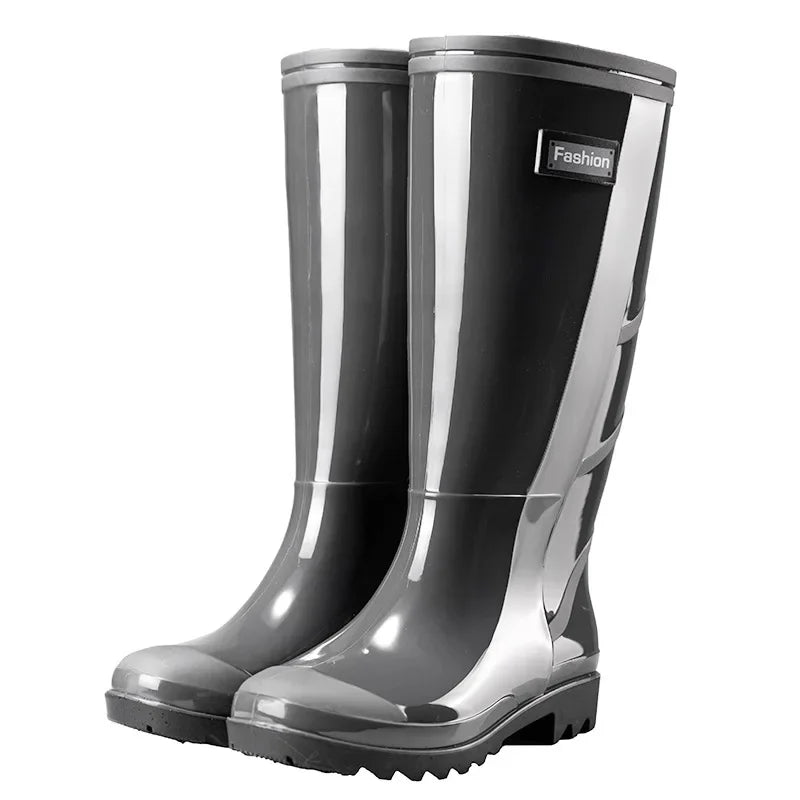 Bottes de pluie de Camouflage à Tube haut pour hommes, résistantes à l'usure, imperméables, fond de Tendon de vache, doublure polaire chaude, chaussures de Style populaire