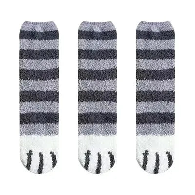 3 paires femmes chat patte rayure 3d chaussettes Kawaii amusant épais filles dessin animé animaux doigts chaussette bonneterie orteil zèbre/tigre/chat pied Sox