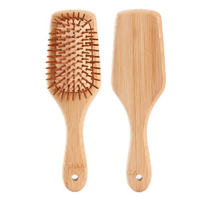 Bamboo Hair Brush with Paddle - Wood Bristles for Detangling and Gently Massaging Scalp, Reduces Frizz and Static