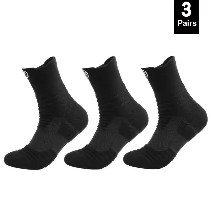 1/3 paires/lot chaussettes pour hommes bas de Compression respirant basket-ball sport cyclisme course serviette chaussettes haute élastique Tube chaussettes