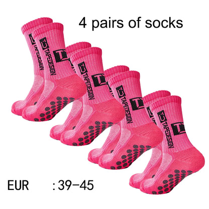 4 paires de nouvelles chaussettes de football collées à tube central TC pour l'entraînement sportif et la compétition, chaussettes antidérapantes et respirantes