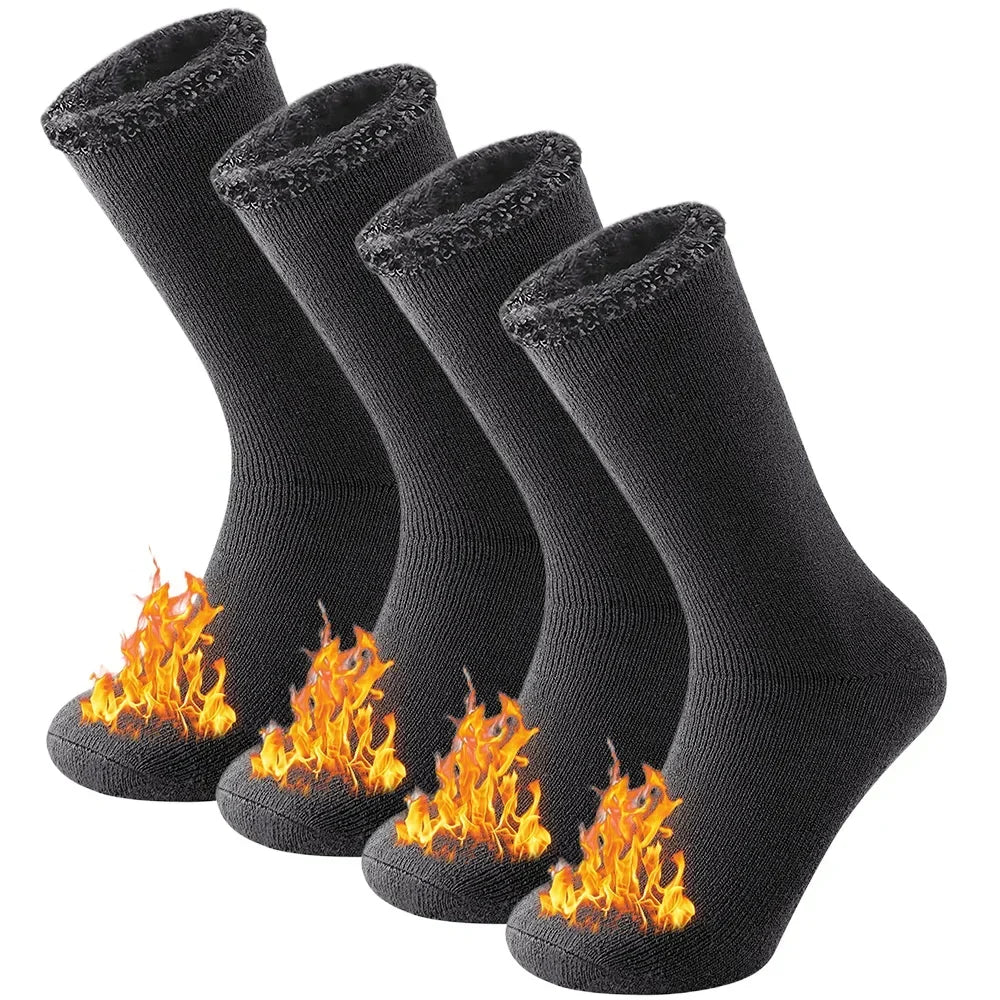 2 paires Pack hiver chaussettes thermiques pour hommes femmes temps froid chaussettes isolées en plein air randonnée ski chaud neige épais chaussettes chauffantes