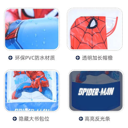 Disney-Poncho de pluie imperméable pour enfants, Elsa Spider-Man, manteau de pluie pour enfants, veste avec position de sac à dos, vêtements de pluie pour étudiants