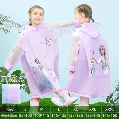 Disney-Poncho de pluie imperméable pour enfants, Elsa Spider-Man, manteau de pluie pour enfants, veste avec position de sac à dos, vêtements de pluie pour étudiants