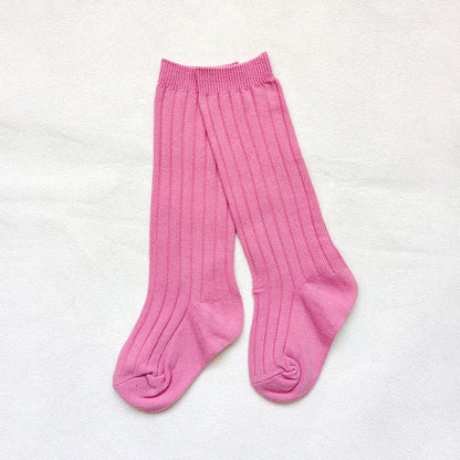 Chaussettes espagnoles pour enfants, chaussettes en coton à rayures pour garçons et filles, respirantes, hautes aux genoux, longues pour bébés, uniforme scolaire, 0-7 ans