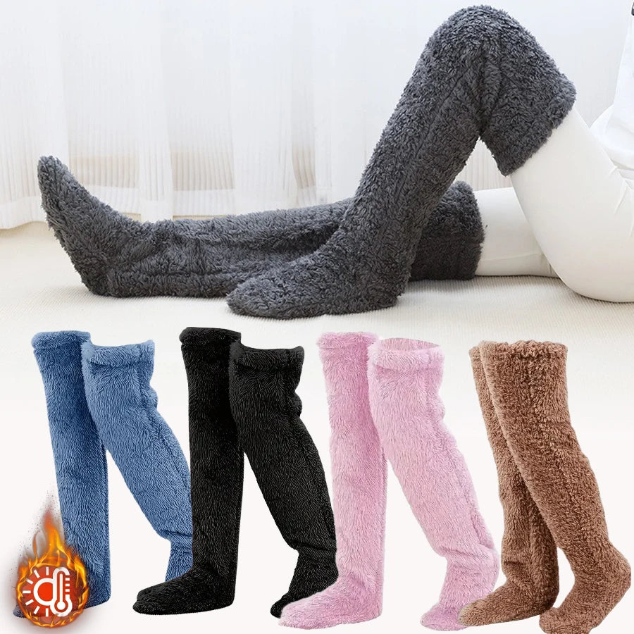 Jambes froides chaussettes chaudes ours en peluche sol mi-mollet genouillères chaud haut hiver chaud hommes et femmes Halloween