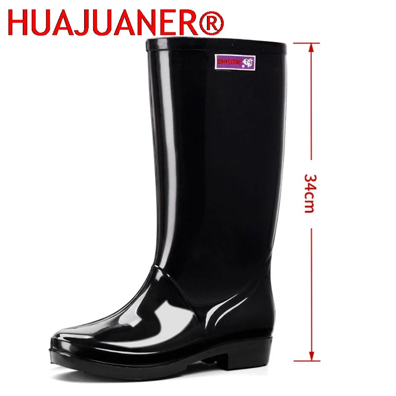 Chaussures De pluie décontractées en PVC avec velours pour femmes, bottes hautes imperméables et antidérapantes, nouvelle mode tendance pour les raisons Botas De Mujer
