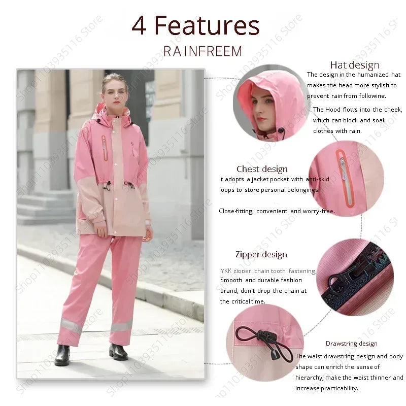Split Raincoat Jacket Rain Pants Suit Adult Waterproof Outdoor Motorcycle Cycling Hiking Fishing Rainproof Protective 비옷