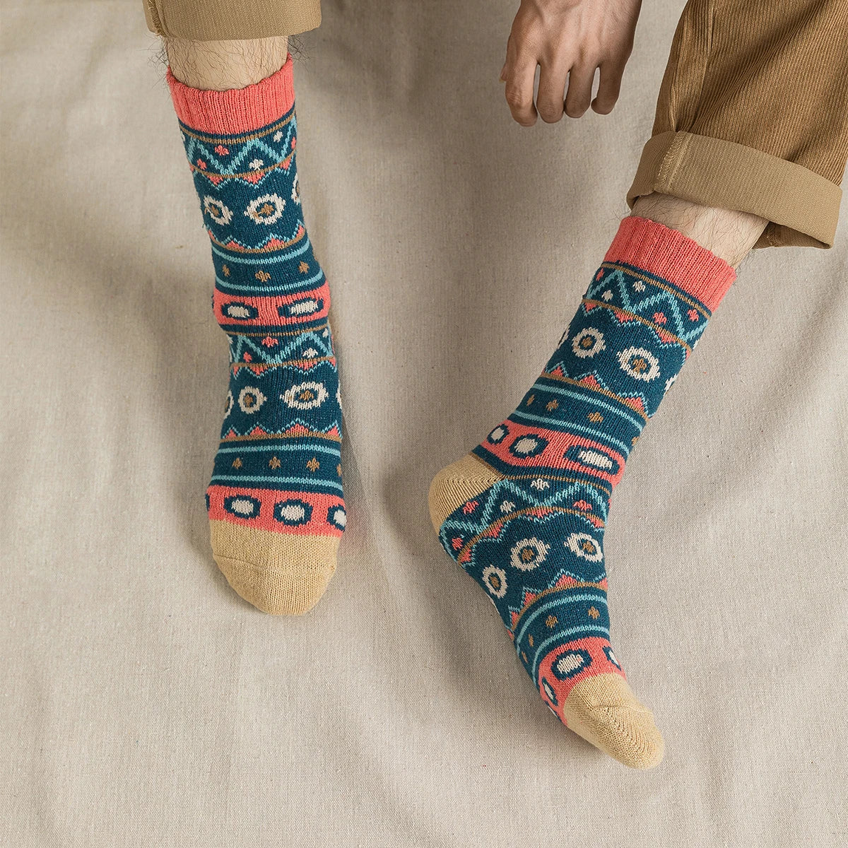 5 paires de chaussettes chaudes épaisses pour hommes et femmes, Style rétro, motif ondulé à pois, modèles de Couple, taille libre, nouvelle collection hiver