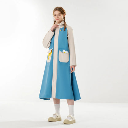 Manteau imperméable Long imperméable pour femmes, Poncho de pluie pour vélo électrique, randonnée voyage, coupe-vent pleine longueur en PU haute fréquence