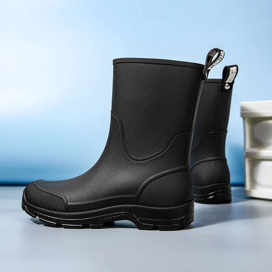 Bottes de pluie pour femmes. À la mode pour les vêtements d'extérieur. Étanche. Mi-mollet. Grands tailles disponibles. Antidérapant. Semelle épaisse. Suita