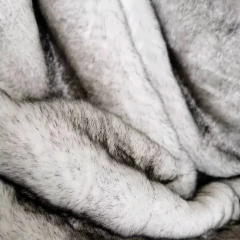 Couverture en Fausse Fourrure de Renard Imitée, Plaid Doux et Chaud, Peluche Longue d'Hiver, Décoration de la Maison, Canapé-Lit, Shaggy