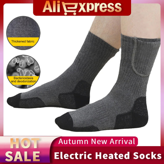 Chaussettes de ski chauffantes électriques USB, unisexes, lavables, isolées thermiques, douces et épaisses, pour l'hiver et l'extérieur