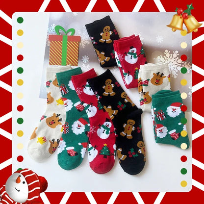 4 paires de chaussettes de noël pour enfants, chaussettes de dessin animé automne/hiver, père noël, élan, bonhomme de neige, mignonnes et confortables, chaussettes rouges douces