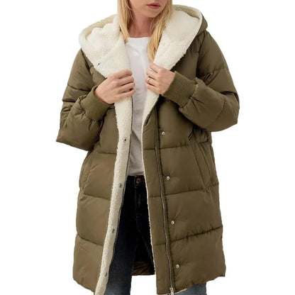 Manteaux chauds d'hiver pour femmes, doublure polaire Sherpa, longue veste bouffante à capuche