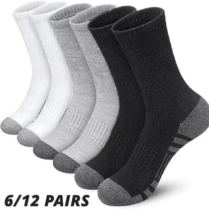 Chaussettes de sport en plein air pour hommes, haute qualité, confortables, douces, coordonnantes au sol, football, grande taille, nouveau style, 6/12 paires