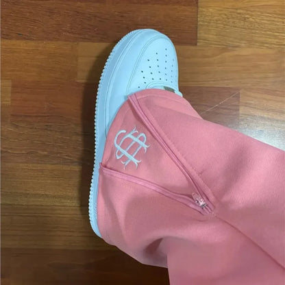 Y2k rétro ample droit Baggy pantalon hommes survêtement pantalon unisexe pantalon de survêtement femmes Zip broderie Hip Hop Harajuku pantalon décontracté Goth