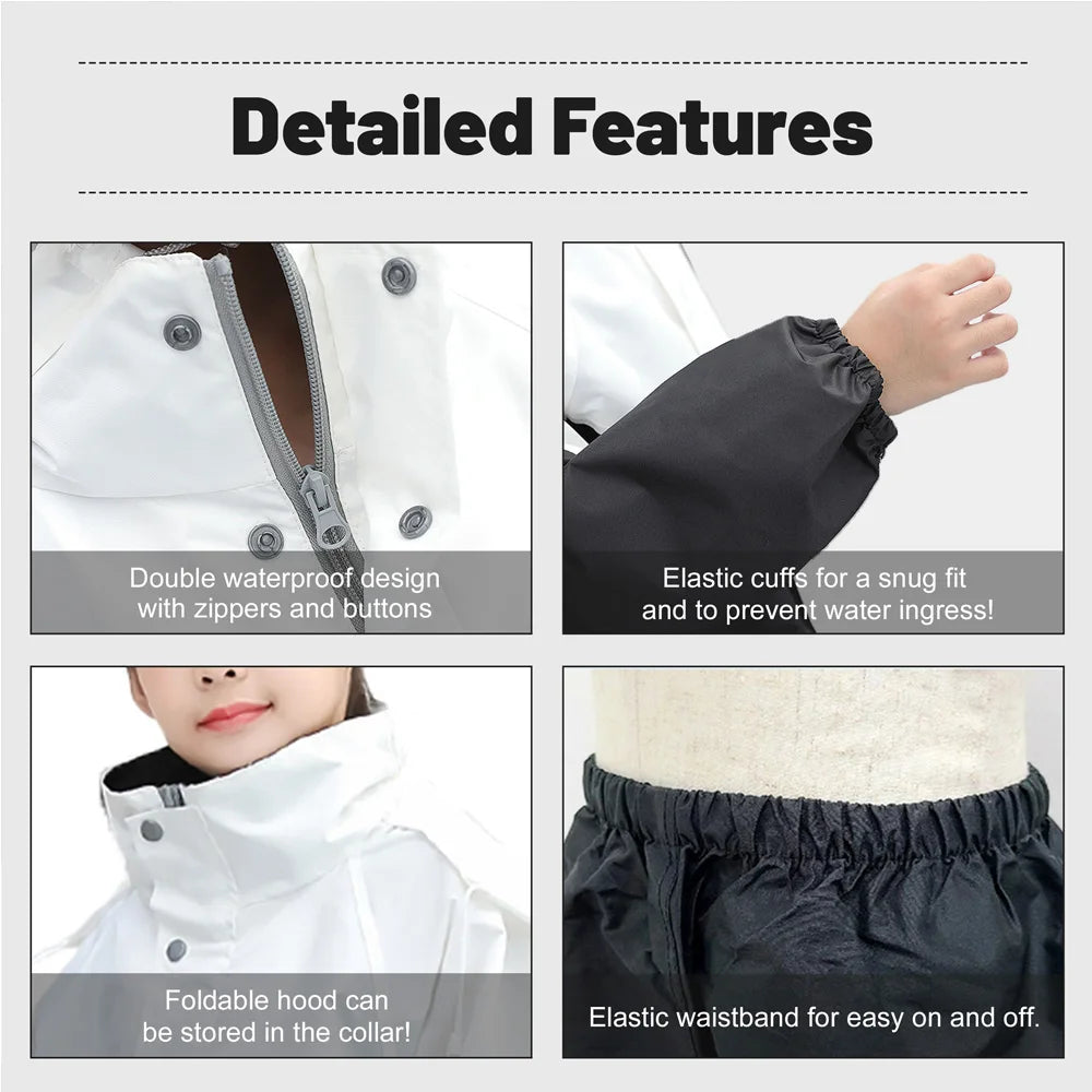 LOlanta Costume imperméable pour enfants, ensemble veste et pantalon imperméable à capuche, costume de flaque avec fermeture éclair pour garçons et filles de 8 à 14 ans