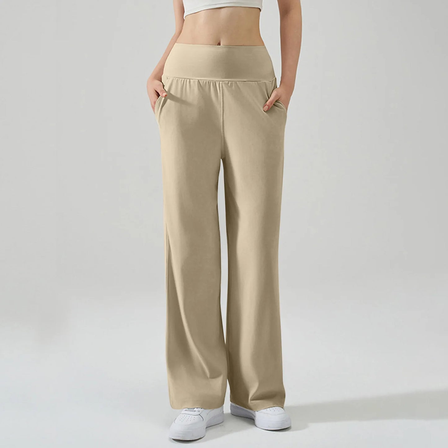 Pantalon de Yoga taille haute Baggy élastique pour femmes, pantalon de sport d'été, Micro évasé, Leggings de danse amples, pantalon de survêtement solide