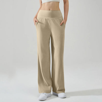Pantalon de Yoga taille haute Baggy élastique pour femmes, pantalon de sport d'été, Micro évasé, Leggings de danse amples, pantalon de survêtement solide