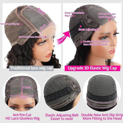 Wear And Go perruques sans colle cheveux humains Bob droite pré-coupée dentelle avant perruques cheveux humains amélioré sans colle avant perruques pour les femmes