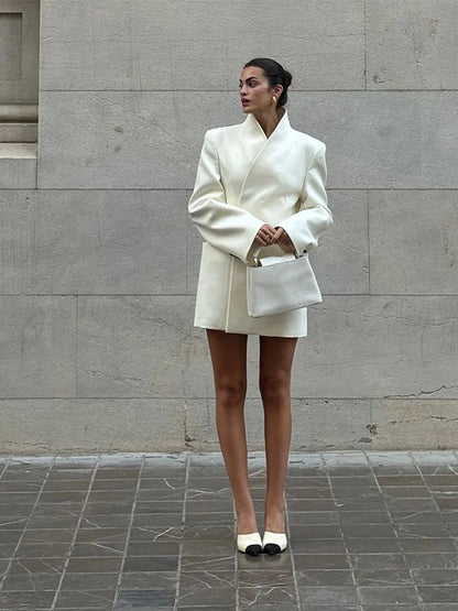 Manteau élégant à col en v pour femme, ample, poches solides, manches longues, manteaux simples, mode automne hiver 2025