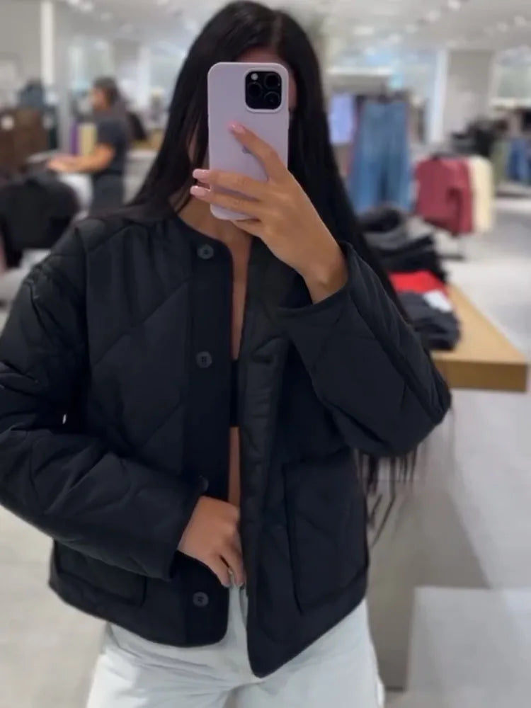 HH femmes hiver Plaid coutures coton manteau femme simple boutonnage poches décorer haute rue manteau à manches longues manteau décontracté