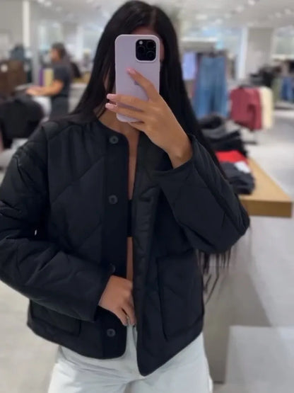 HH femmes hiver Plaid coutures coton manteau femme simple boutonnage poches décorer haute rue manteau à manches longues manteau décontracté