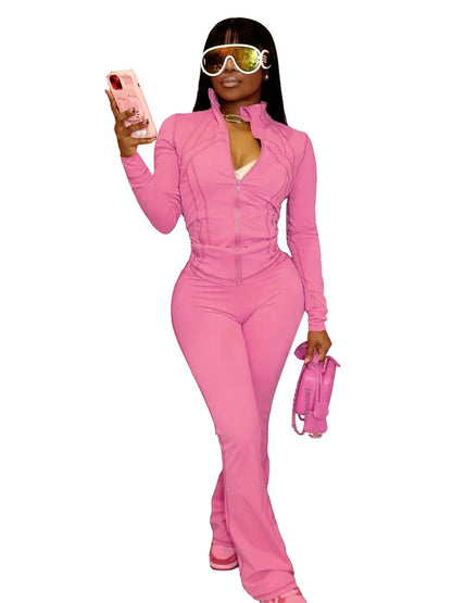 Vêtements de sport élégants pour femmes, hauts à manches longues, pantalons évasés, ensembles de 2 pièces, survêtement, Streetwear, Leggings de Jogging, tenues