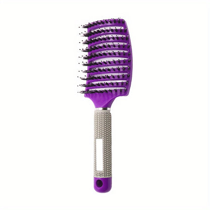 1pc Professional Detangling Hair Brush for Women with Curly Hair - Ergonomic Handle, Colorful Bristles for Wet/Dry Hair, Gentle Scalp Massage & Knot-Free Detangling, Durable Styling Tool for Long Hair Care, Curly Hair Brush,
