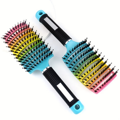 1pc Professional Detangling Hair Brush for Women with Curly Hair - Ergonomic Handle, Colorful Bristles for Wet/Dry Hair, Gentle Scalp Massage & Knot-Free Detangling, Durable Styling Tool for Long Hair Care, Curly Hair Brush,