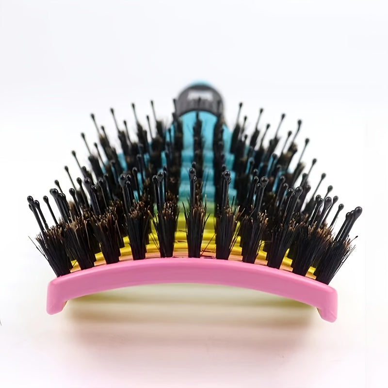 1pc Professional Detangling Hair Brush for Women with Curly Hair - Ergonomic Handle, Colorful Bristles for Wet/Dry Hair, Gentle Scalp Massage & Knot-Free Detangling, Durable Styling Tool for Long Hair Care, Curly Hair Brush,