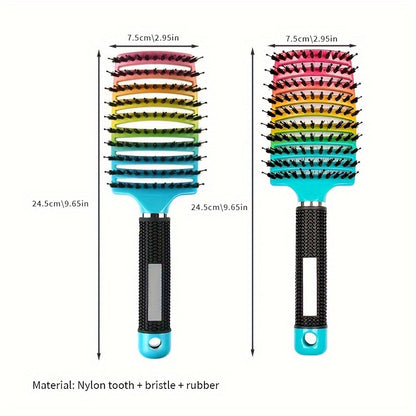 1pc Professional Detangling Hair Brush for Women with Curly Hair - Ergonomic Handle, Colorful Bristles for Wet/Dry Hair, Gentle Scalp Massage & Knot-Free Detangling, Durable Styling Tool for Long Hair Care, Curly Hair Brush,