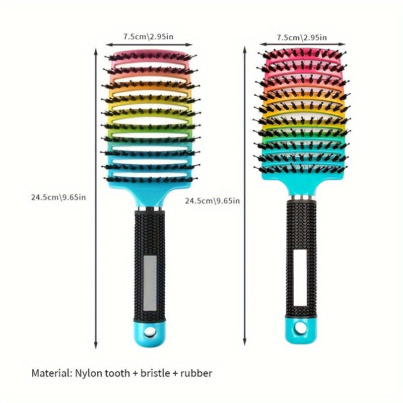 1pc Professional Detangling Hair Brush for Women with Curly Hair - Ergonomic Handle, Colorful Bristles for Wet/Dry Hair, Gentle Scalp Massage & Knot-Free Detangling, Durable Styling Tool for Long Hair Care, Curly Hair Brush,