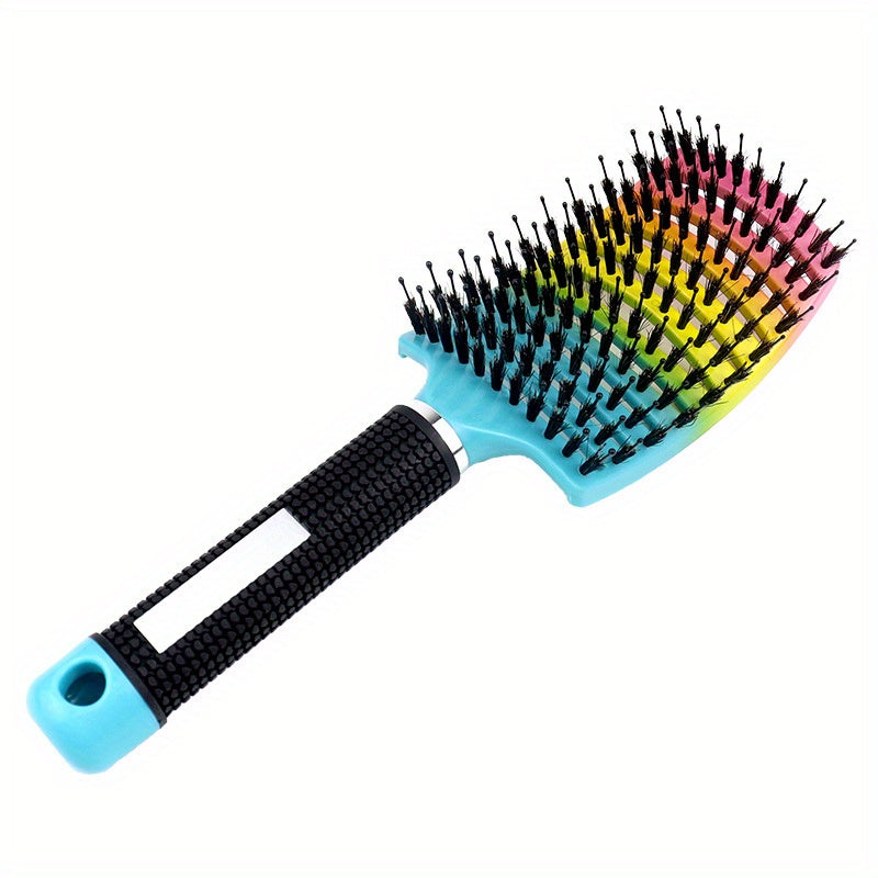 1pc Professional Detangling Hair Brush for Women with Curly Hair - Ergonomic Handle, Colorful Bristles for Wet/Dry Hair, Gentle Scalp Massage & Knot-Free Detangling, Durable Styling Tool for Long Hair Care, Curly Hair Brush,