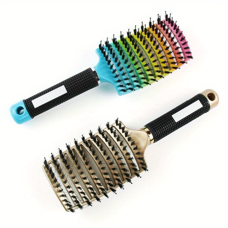 1pc Professional Detangling Hair Brush for Women with Curly Hair - Ergonomic Handle, Colorful Bristles for Wet/Dry Hair, Gentle Scalp Massage & Knot-Free Detangling, Durable Styling Tool for Long Hair Care, Curly Hair Brush,