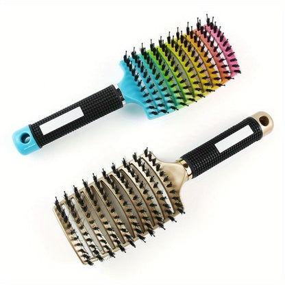 1pc Professional Detangling Hair Brush for Women with Curly Hair - Ergonomic Handle, Colorful Bristles for Wet/Dry Hair, Gentle Scalp Massage & Knot-Free Detangling, Durable Styling Tool for Long Hair Care, Curly Hair Brush,