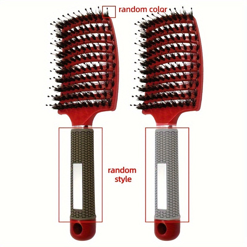 1pc Professional Detangling Hair Brush for Women with Curly Hair - Ergonomic Handle, Colorful Bristles for Wet/Dry Hair, Gentle Scalp Massage & Knot-Free Detangling, Durable Styling Tool for Long Hair Care, Curly Hair Brush,