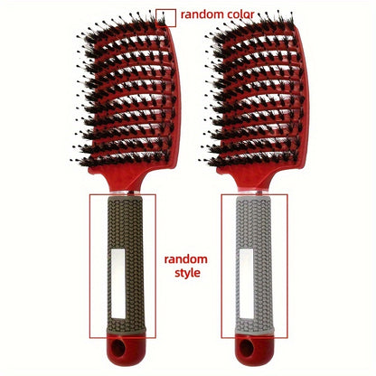 1pc Professional Detangling Hair Brush for Women with Curly Hair - Ergonomic Handle, Colorful Bristles for Wet/Dry Hair, Gentle Scalp Massage & Knot-Free Detangling, Durable Styling Tool for Long Hair Care, Curly Hair Brush,